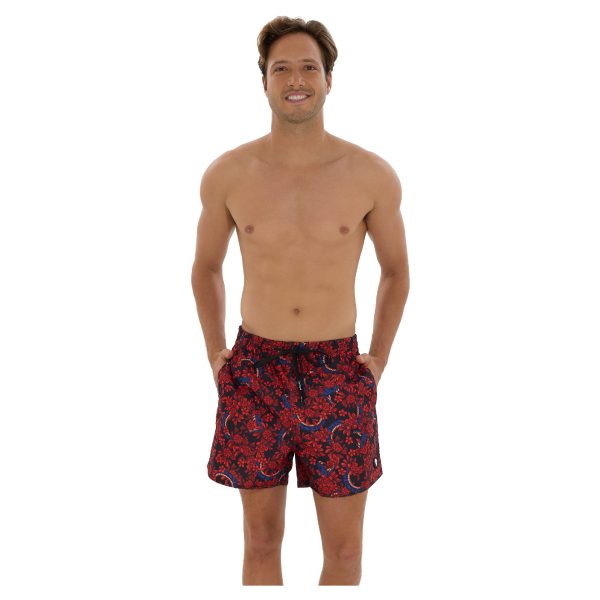 Men Boardshort Samoa Elastic Waist Blossoming Snake