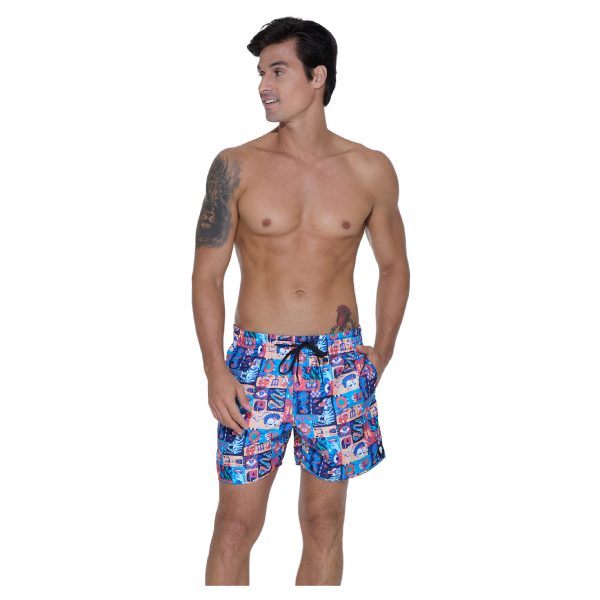Men Boardshort Samoa Elastic Waist Weird Block