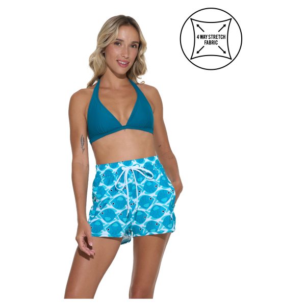 Women Boardshort Sandra High Waisted 4Ways Stretch Fishes