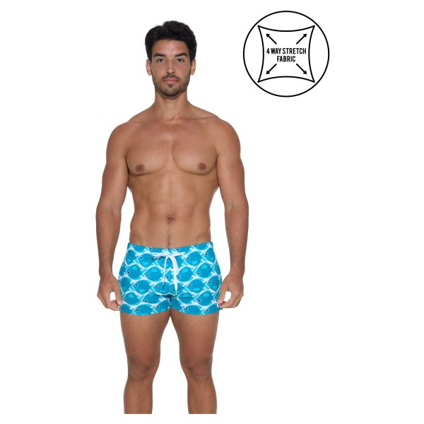 Men Boardshort Bajo 4 Ways Stretch Volley Fishes