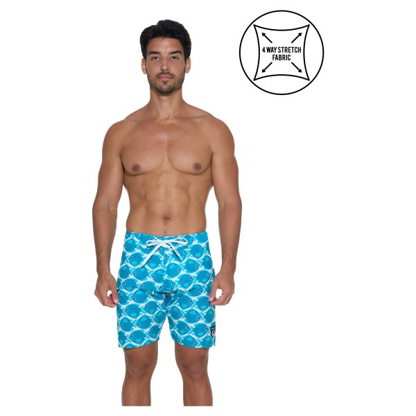 Men Boardshort Liam 4 Ways Stretch Fishes