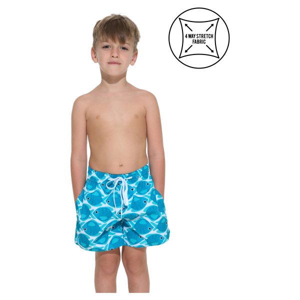 Kids Boardshort Tam Ew 4 Ways Stretch Fishes