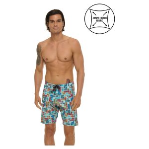 Men Boardshort Liam 4 Ways Stretch Puzzle Skull