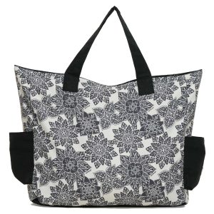 Cancun Beach Bag Floral Mandala White