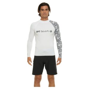 Men Rash Vest Diego L/S Floral Mandala White